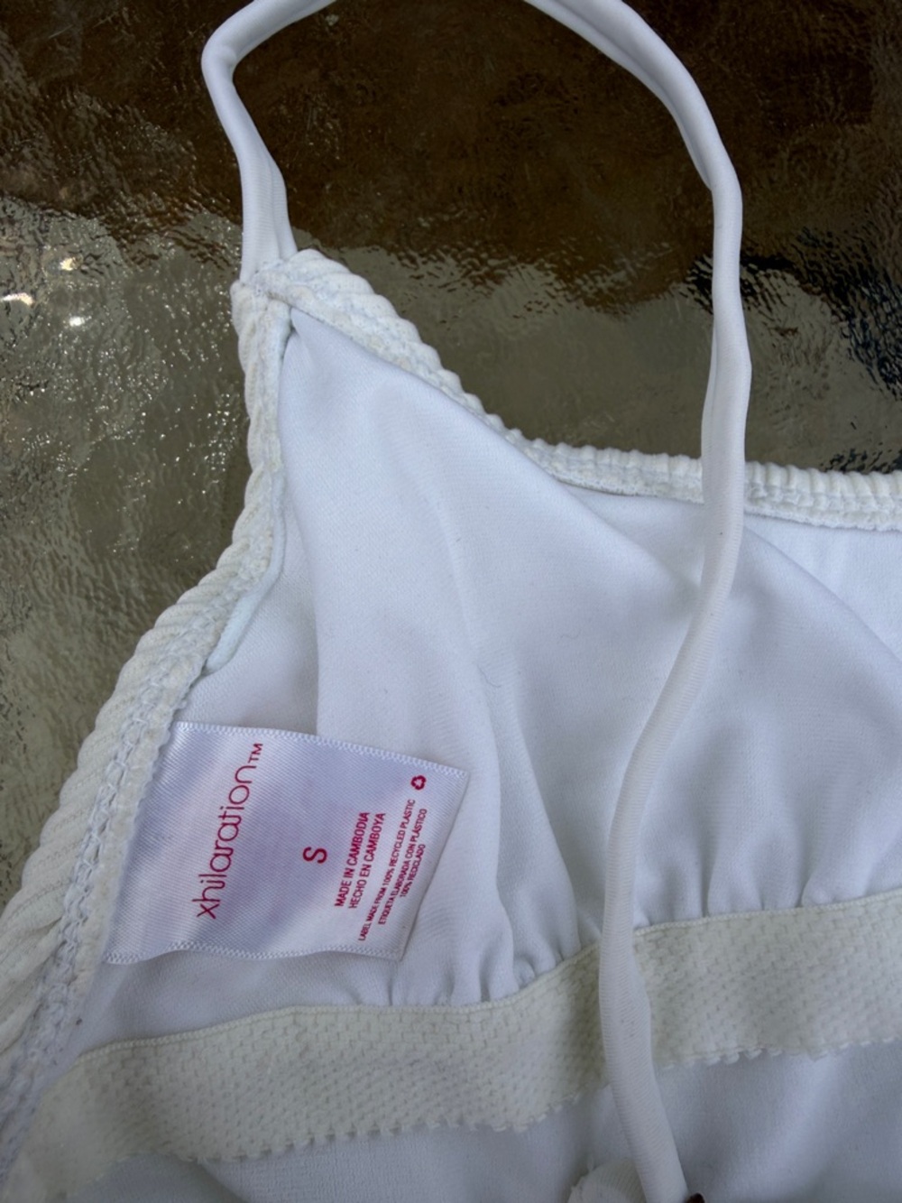 White Ribbed One-Piece Swimsuit - Picture 3 of 4